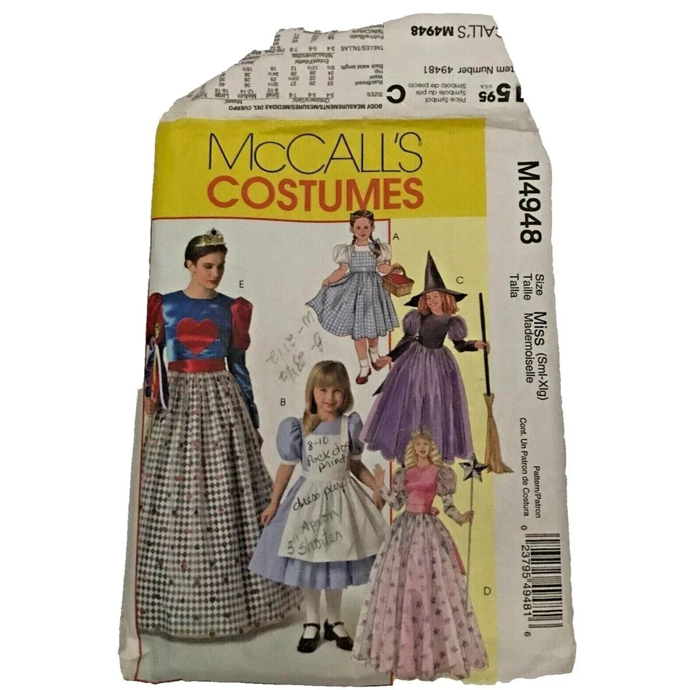 #M4948 McCalls sewing pattern costume, Dorothy, S-XL